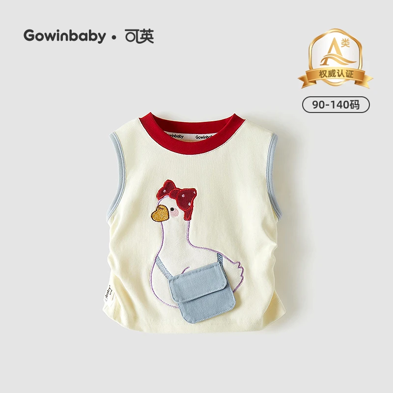 可英女童短袖t恤卡通2025夏季女孩新款圆领上衣女宝可爱无袖t恤衫