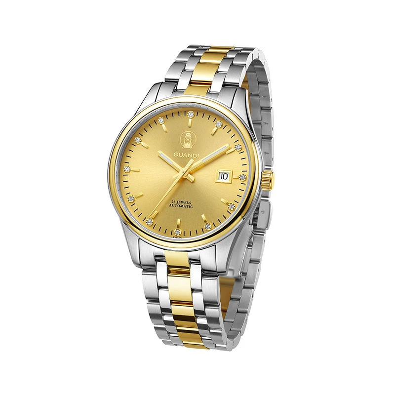 GUANDI/关帝18K金蓝宝石表镜瑞士原装进口自动机械机芯 GA/LA9001