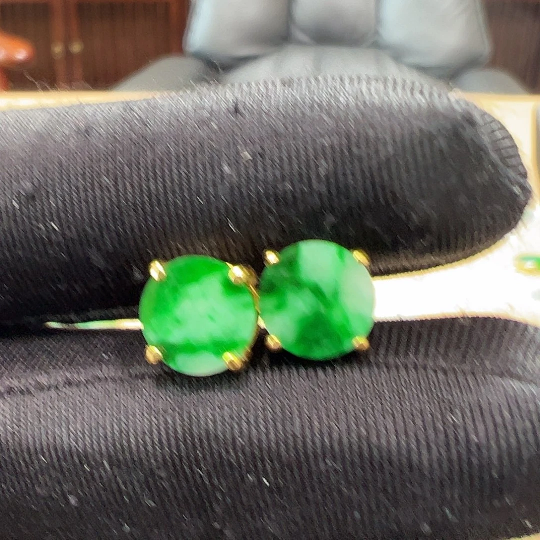 翡翠银S925镶嵌耳饰耳钉