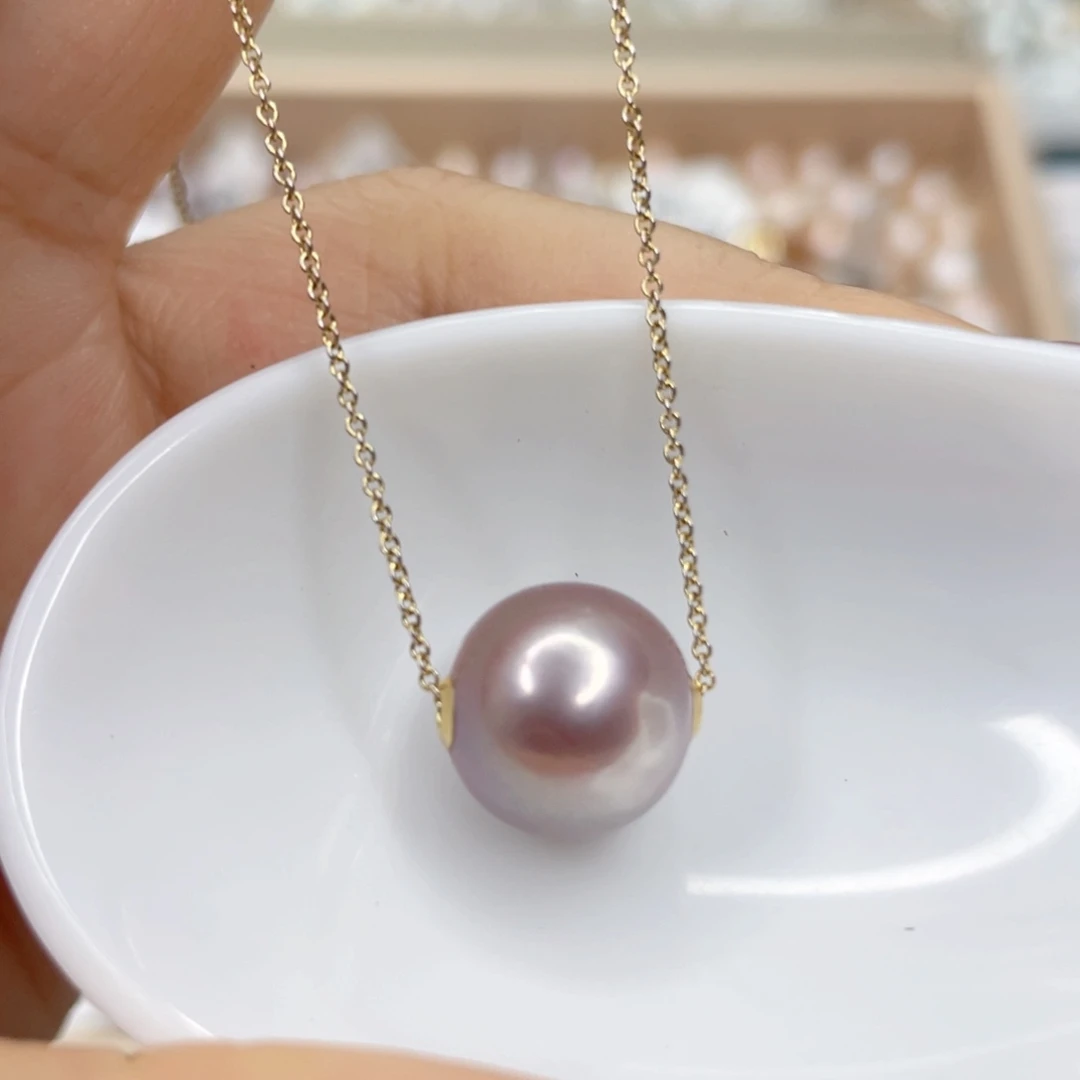 淡水珍珠18K金镶嵌吊坠(赠链)