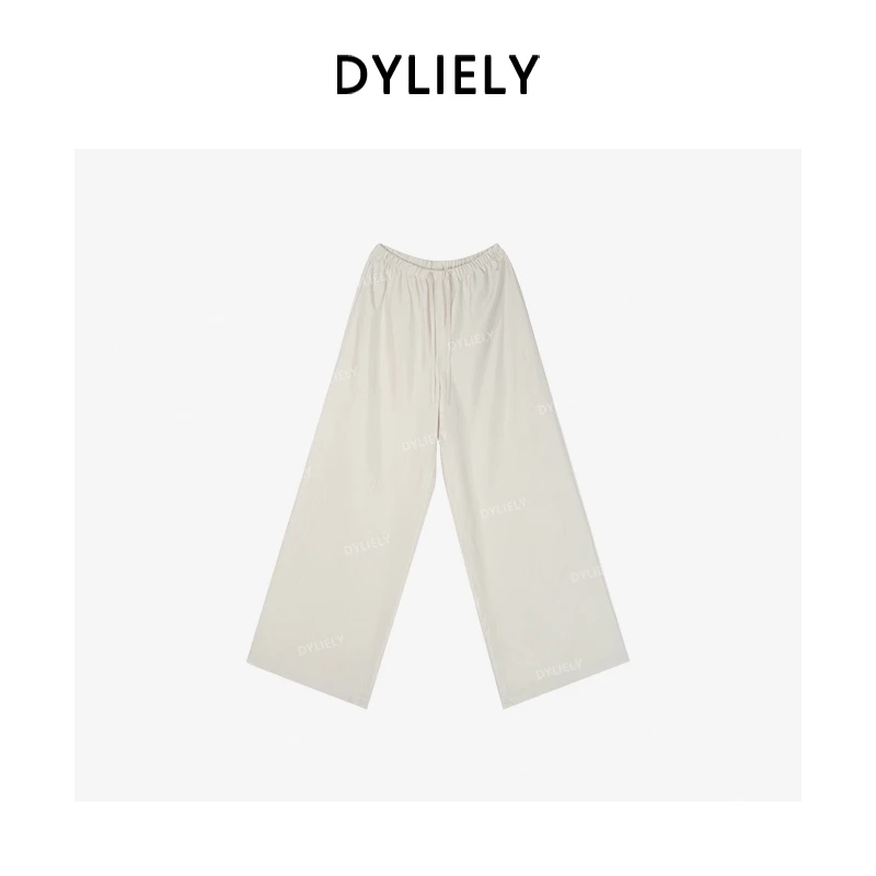 DYLIELY 【白月光】时尚松紧腰抽绳直筒裤亲肤醋酸休闲裤女K7907