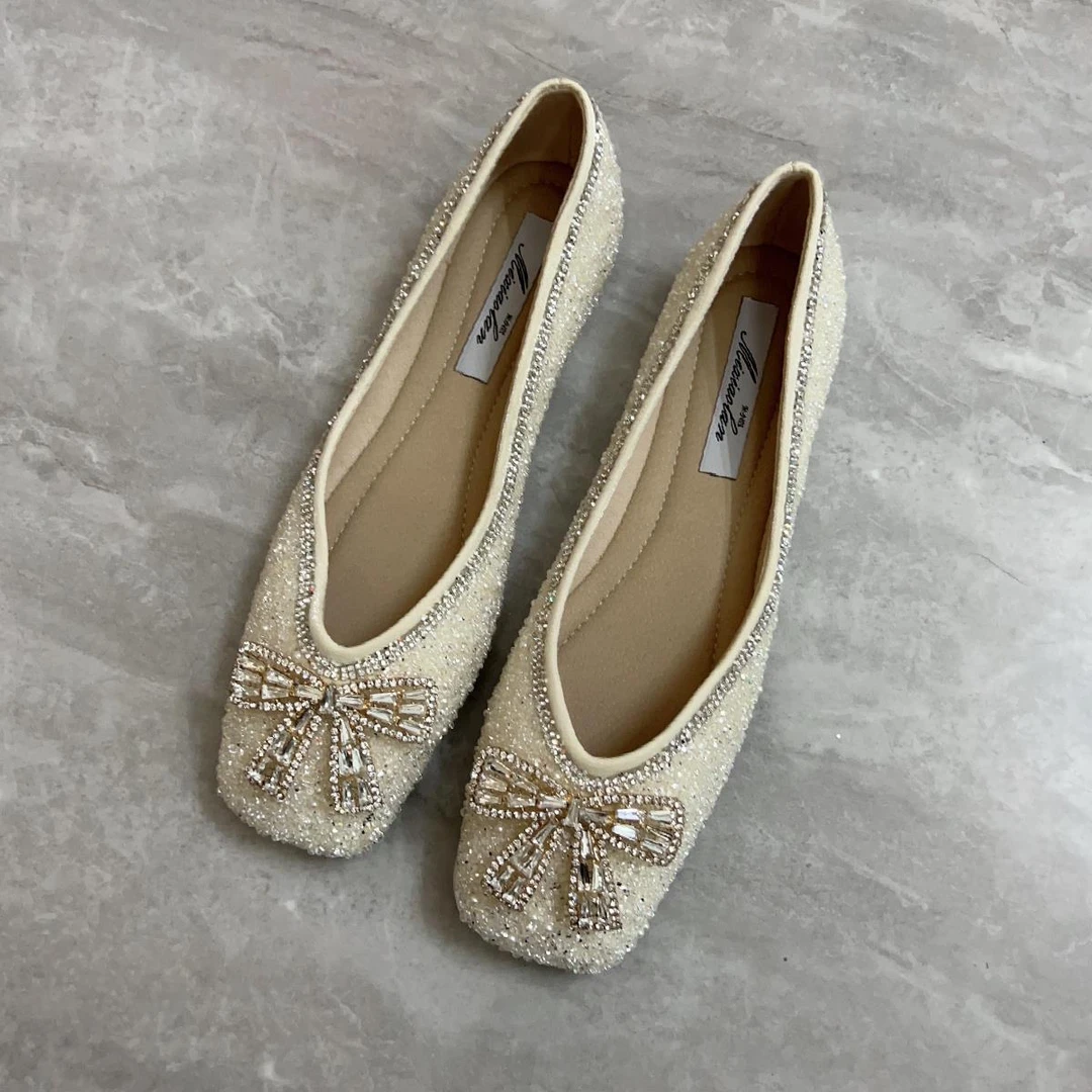 方头鞋女夏新款春秋法式软底平底鞋小香风四季瓢鞋大尺码女鞋