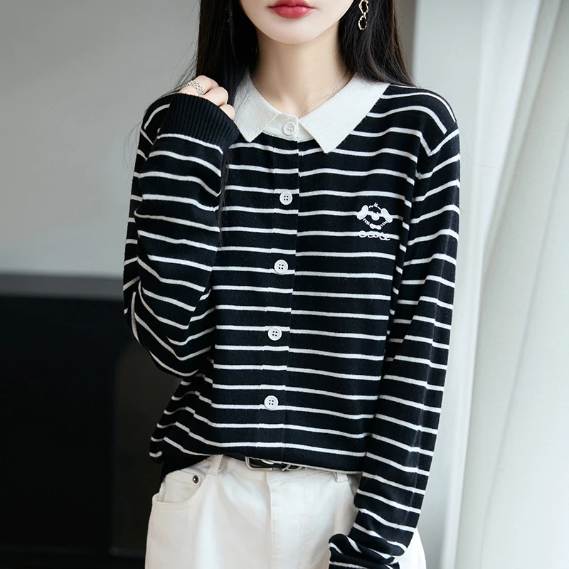 哥弟阿玛施正品螺纹针织开衫外套2025秋季新款时尚百搭洋气女上衣