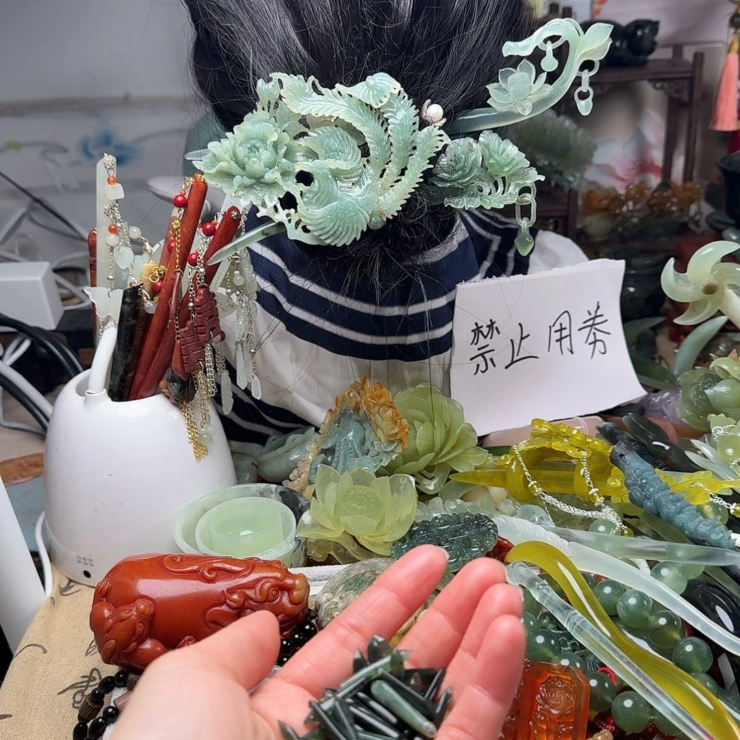 蛇纹石玉合金发饰