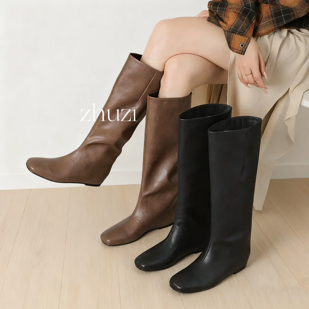 3.5【竹子】大筒围真皮粗腿长筒靴女靴秋季新款2025爆款百搭高筒283
