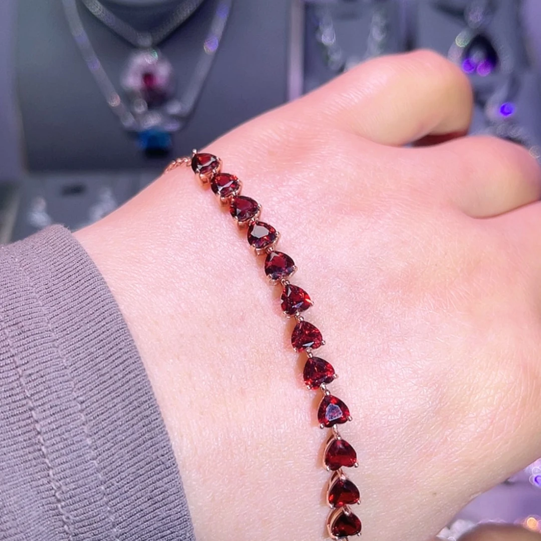 【闪购商品】石榴石手链银S925镶嵌