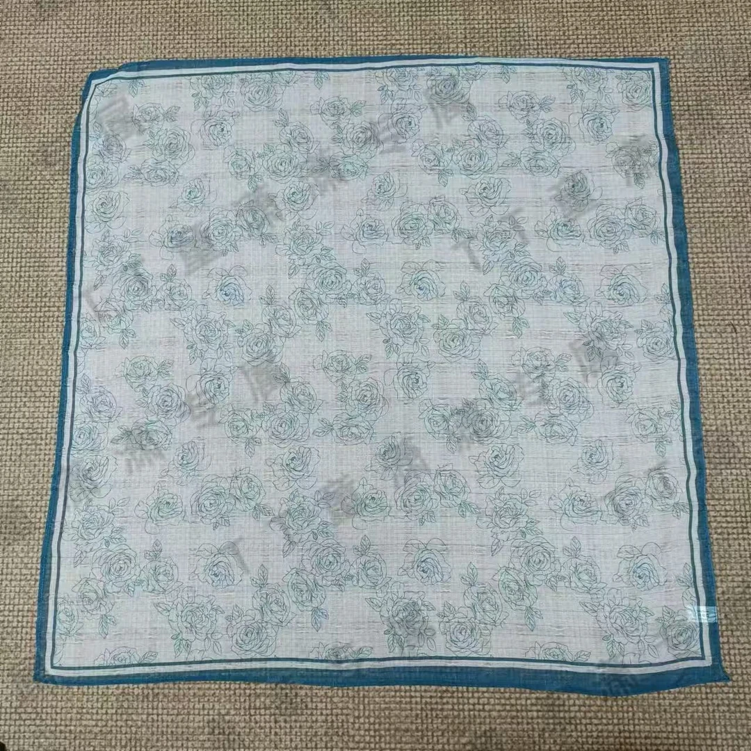 （蓝色玫瑰）方格绸围巾65*65左右方巾