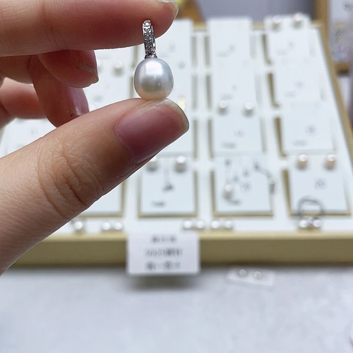 淡水珍珠吊坠(不含链)银S925镶嵌灌*包
