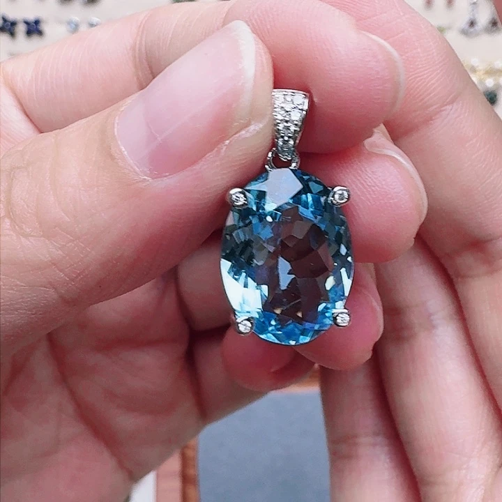 托帕石吊坠(不含链)银S925镶嵌吊坠