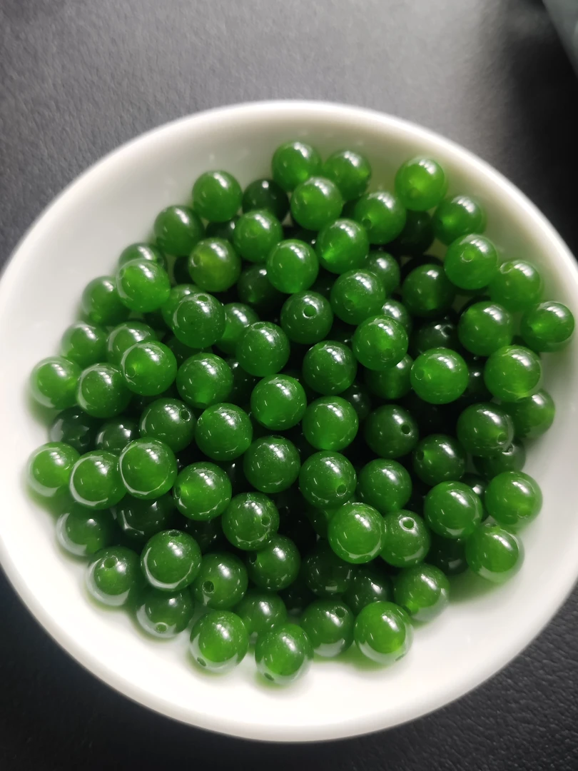 天然散珠W752菠菜绿6mm*40颗