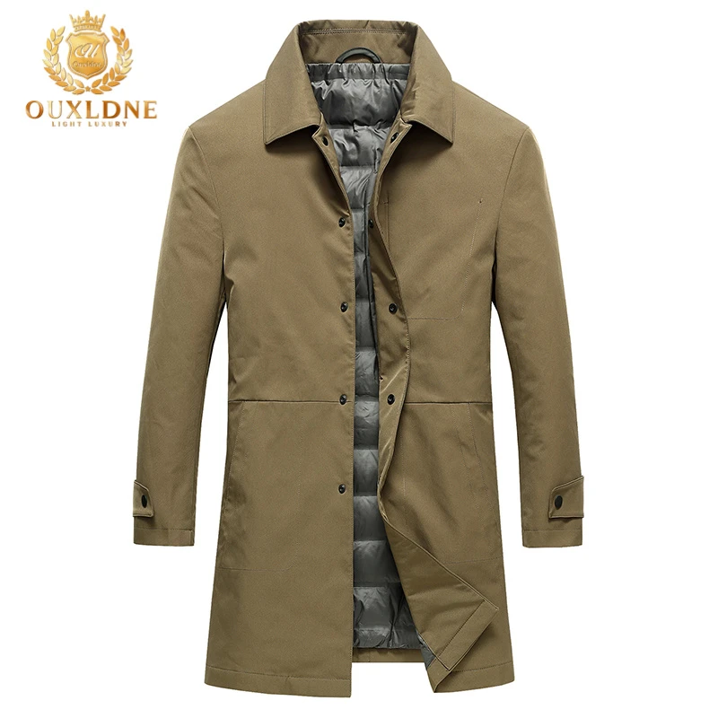OUXLDNE 冬季风衣男款新款羽绒服中年商务男装加厚保暖休闲服外套