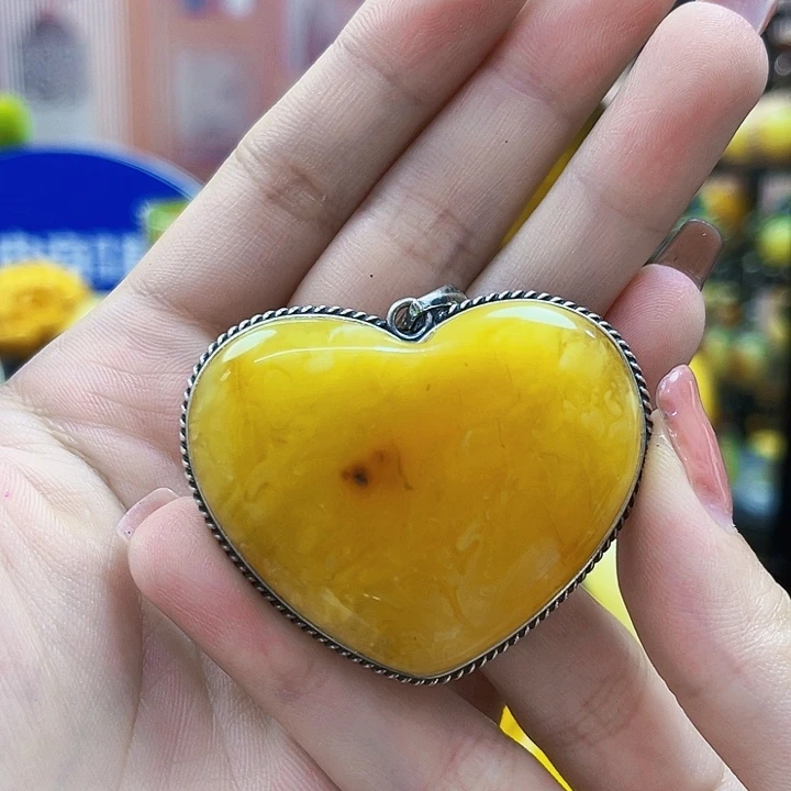 银S925镶嵌颈饰蜜蜡吊坠