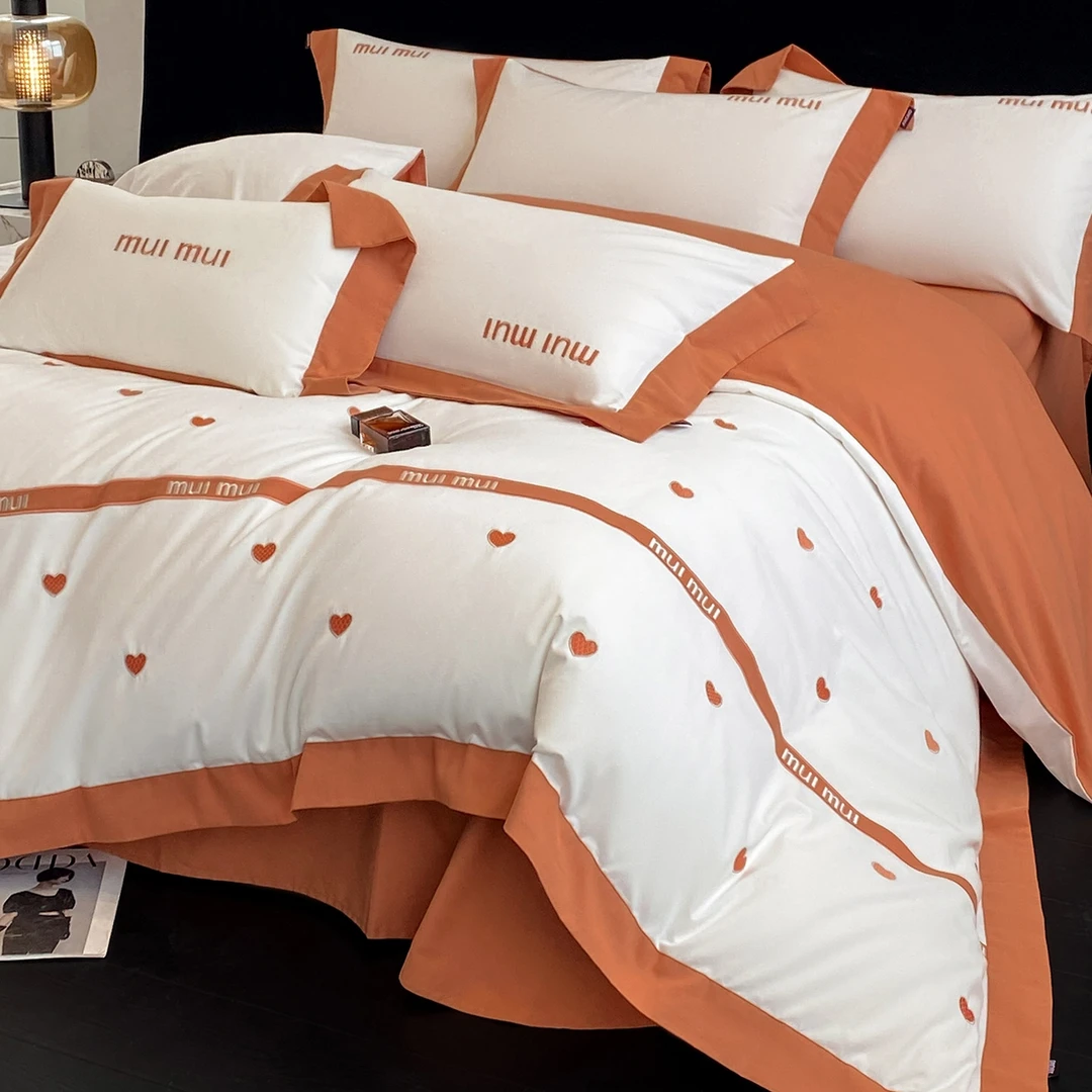 秋冬A类加厚全棉磨毛四件套小清新刺绣被罩轻奢绣花家用床笠套件