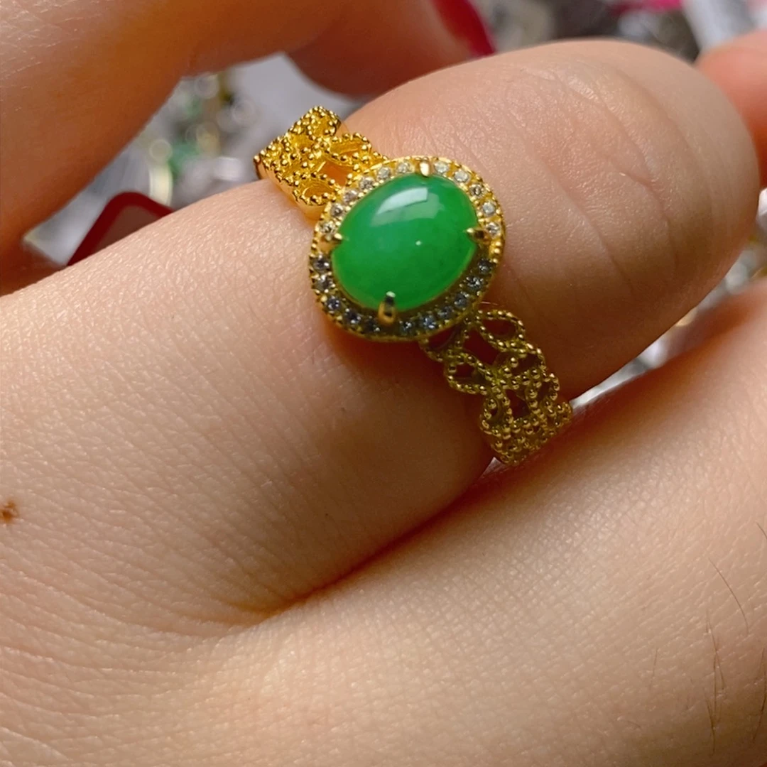 银S925镶嵌戒指翡翠百内无证书