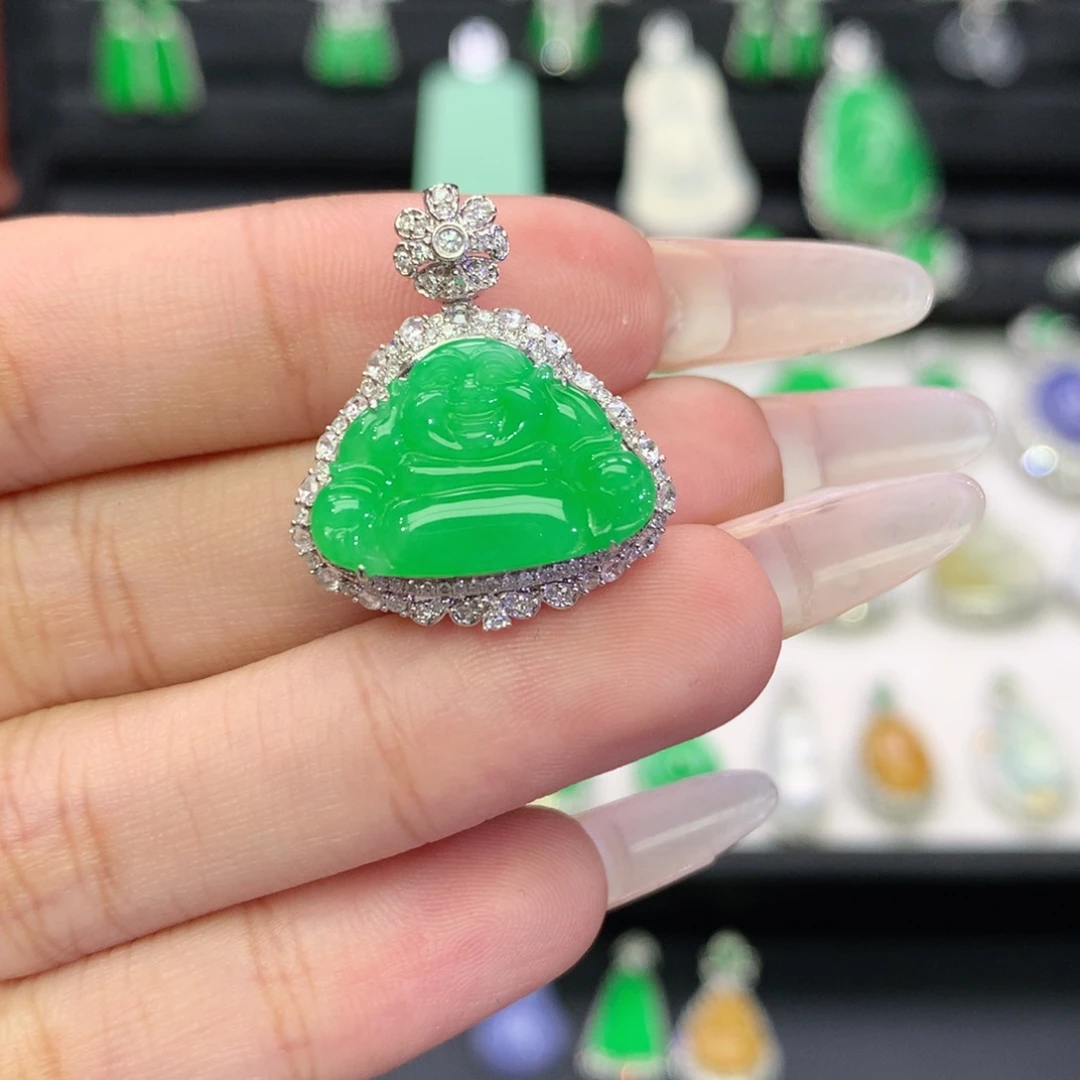 翡翠18K金镶嵌吊坠(不含链)