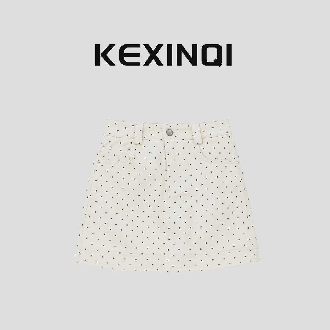KEXIN 波点牛仔裙 2024新款夏季百搭时尚女半身裙-242BQZKX20410