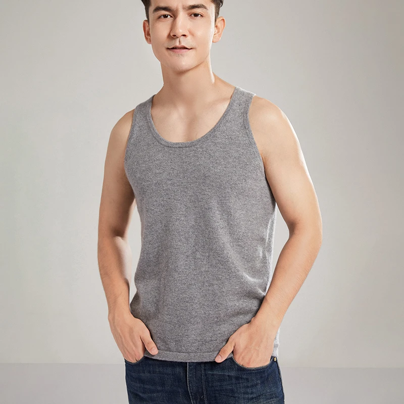 男士100纯山羊绒背心保暖内搭针织衫