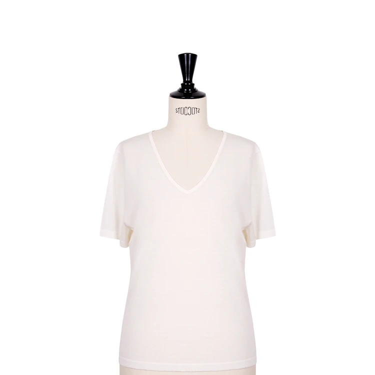 【夏云】桑蚕丝加新疆长绒棉18针超细V领针织衫CD2167900