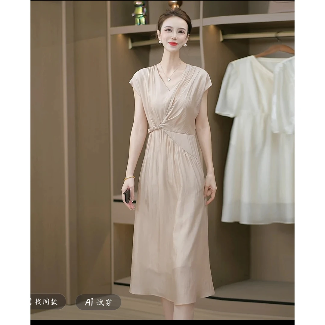 夏季修身精致气质休闲百搭遮肚子显瘦档连衣裙