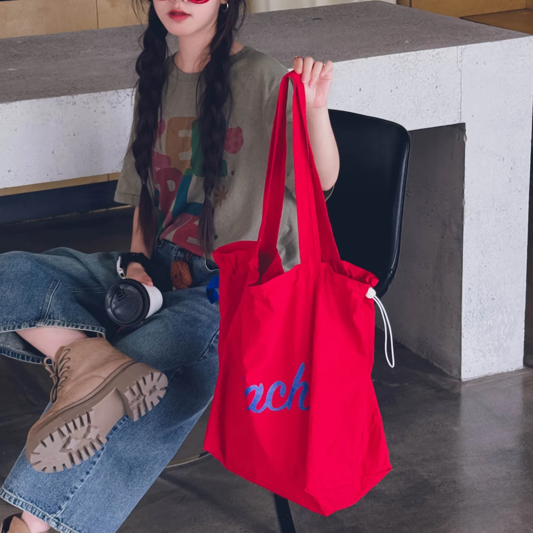 冷大娘定 中大童斜挎包休闲百搭单肩包包通勤大容量托特包帆布包