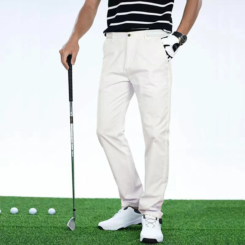 【轻奢港风】米白色夏季薄款纯棉百搭男士休闲裤直筒裤宽松长裤裤子