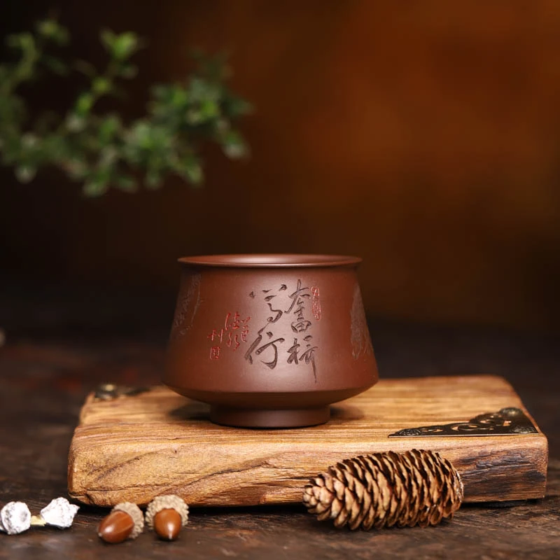 宜兴紫砂 |  鳜鱼柱础紫砂主人杯  茶台上的游动之意