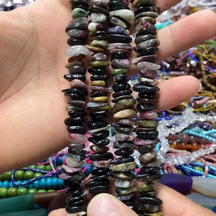 玛瑙/玉髓合金珠宝半成品天然碧玺一条K14㎜