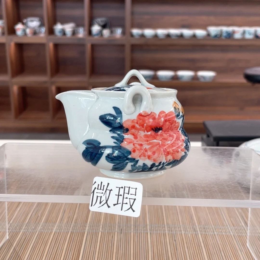 釉下手绘茶具微瑕
