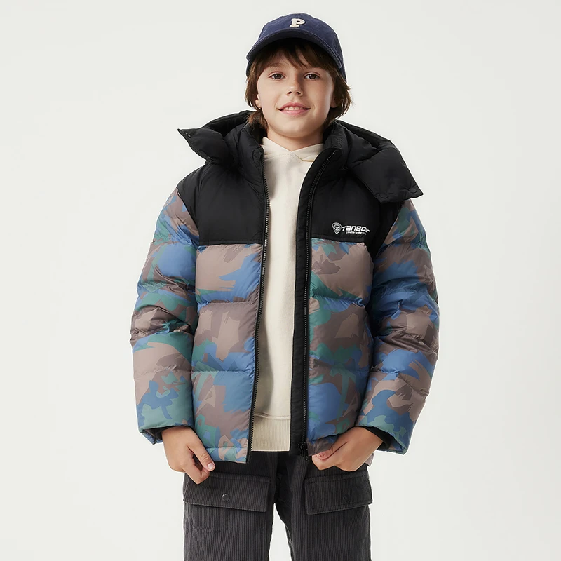 坦博尔童装运动短款厚款经典舒适可拆卸帽子面包羽绒服TCF550315Z