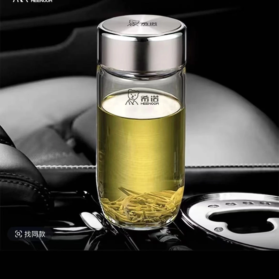 希诺新款高档鹅鸭蛋单层玻璃杯便携水杯加厚透明过滤茶杯子高硼硅