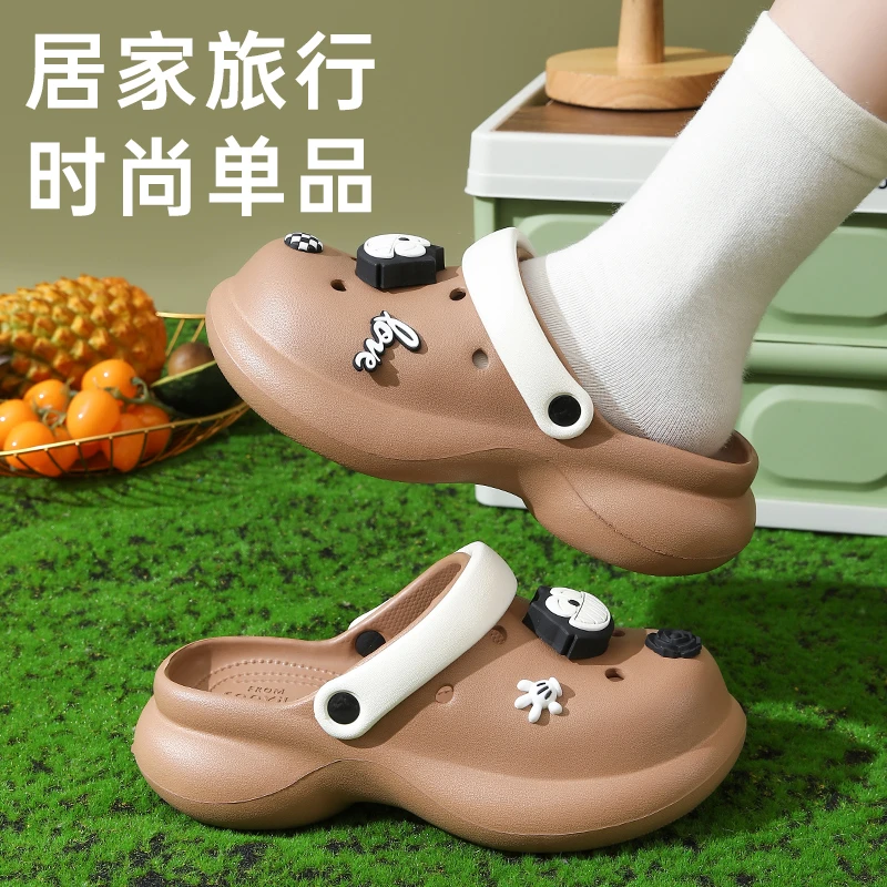 时尚洞洞鞋女外穿夏季新款厚底凉拖防滑可外穿防臭EVA居家凉拖