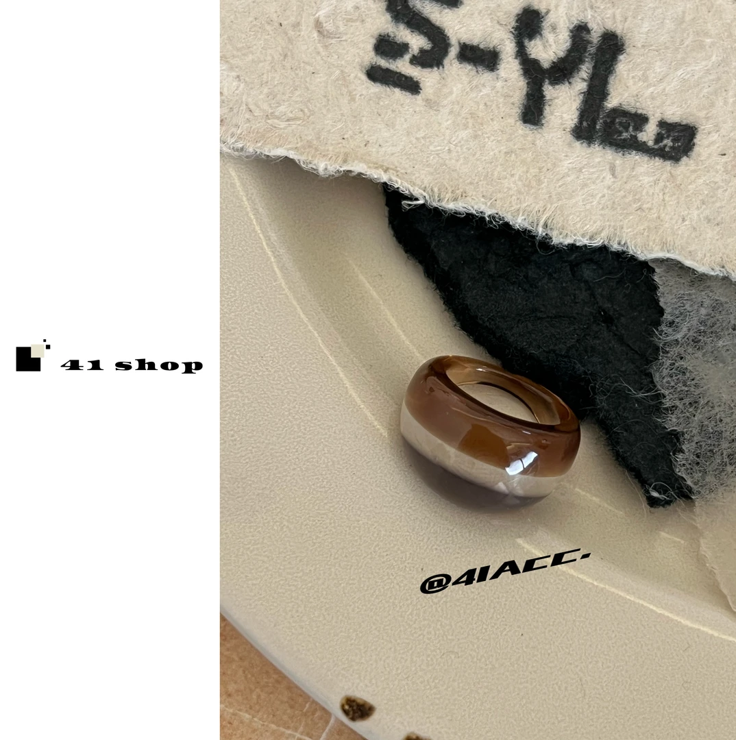 非金属树脂戒指 A233拼色ins风中间透明高级感戒指