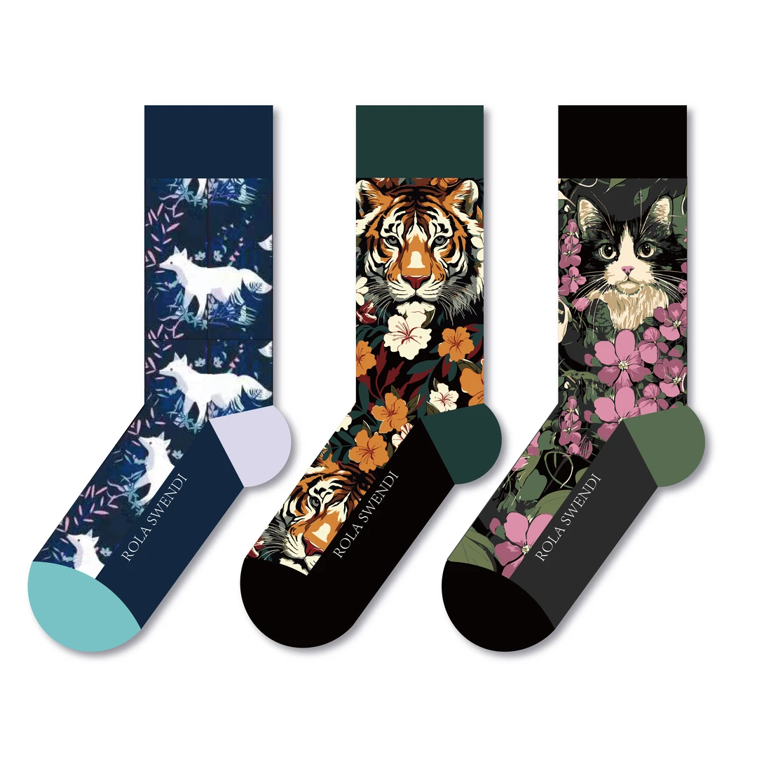 ROLA SWEND秋冬薄款棉袜透气轻奢法式动物系列男女同款袜子221