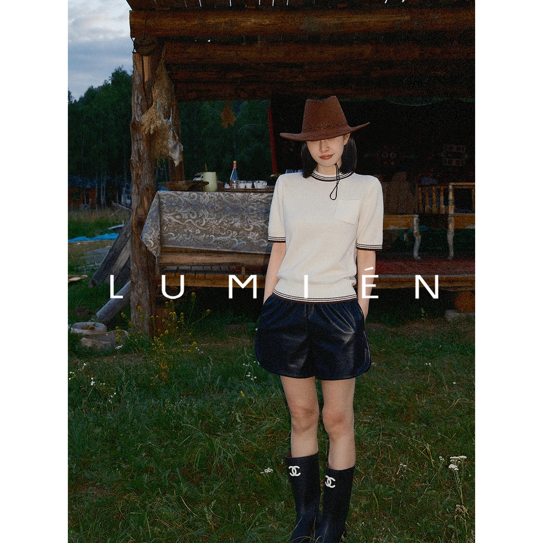 【LUMIEN 新品】“艺术生”法式撞色条纹针织短袖LX5GTT025