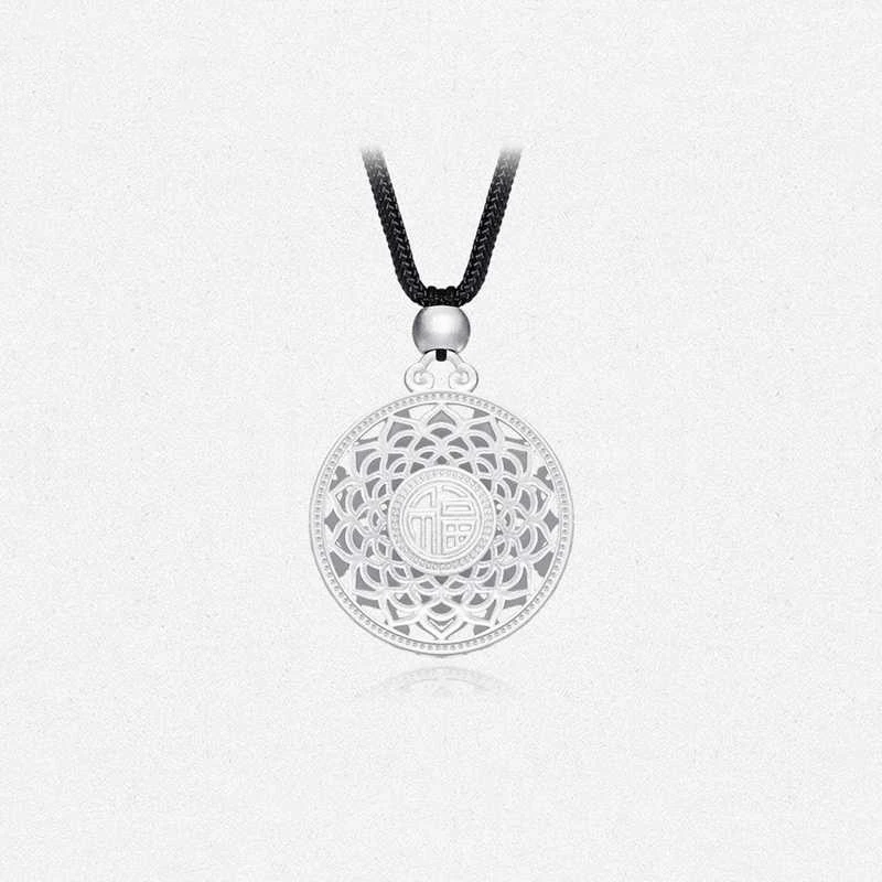 节日挂饰999 银制品八宝罗盘莲花福字挂饰