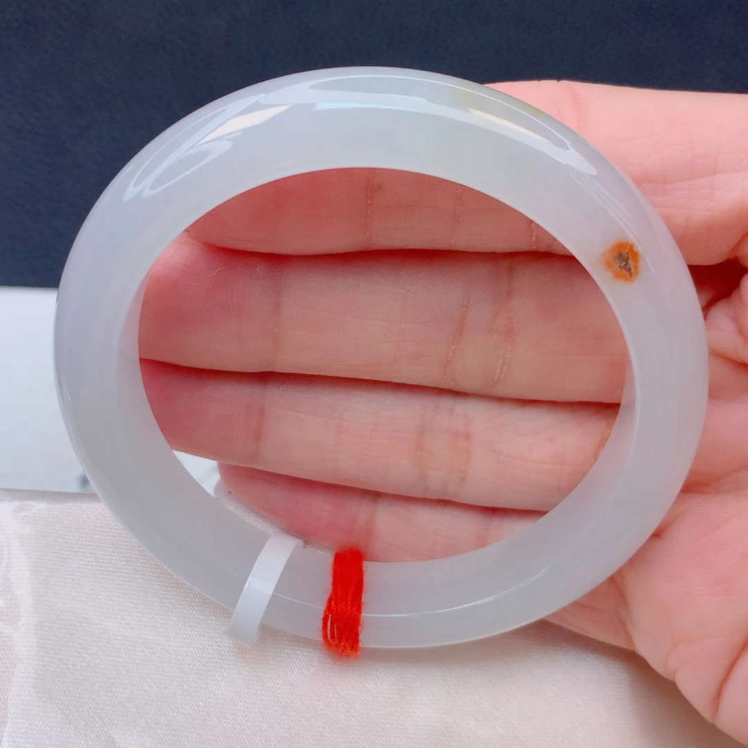 翡翠未镶嵌手镯53.3圈 细糯冰飘红黄翡无纹裂捡漏