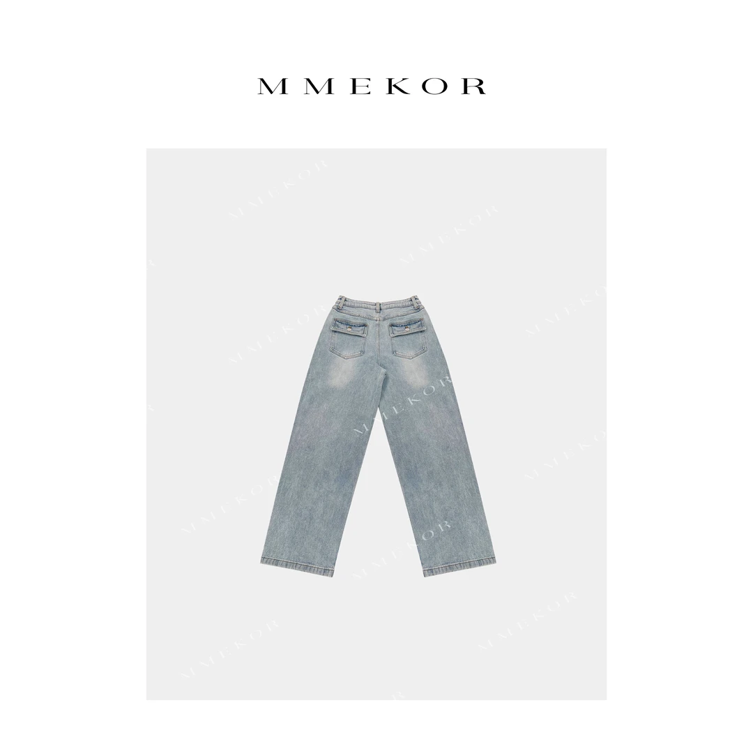 MMEKOR“速描裤”2025新款普赛克丹宁时髦设计感牛仔裤 79688