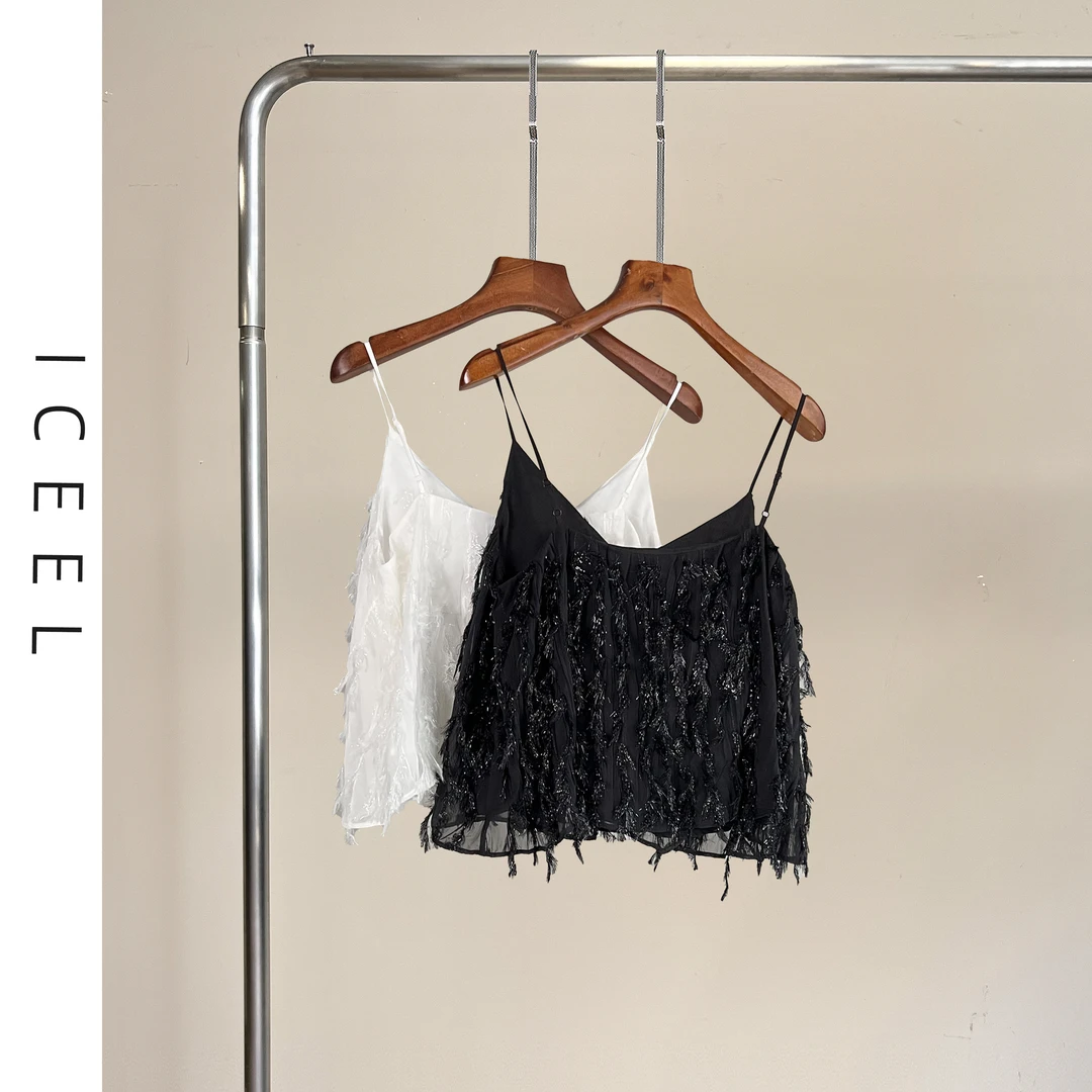 ICEEL夏季新款吊带小背心女外穿设计感仙气流苏精致名媛短款上衣