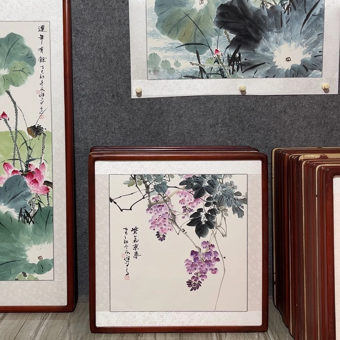 国画书画作品带框63×63