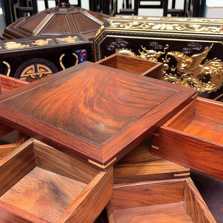 红酸枝木类端景台交趾黄檀机关盒