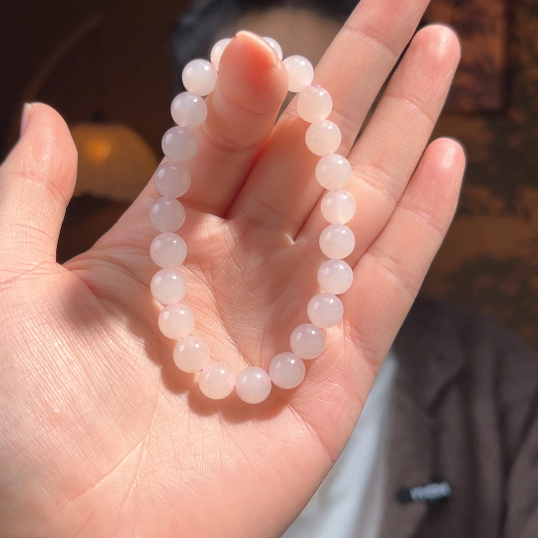 未镶嵌手串和田玉藕粉8mm320