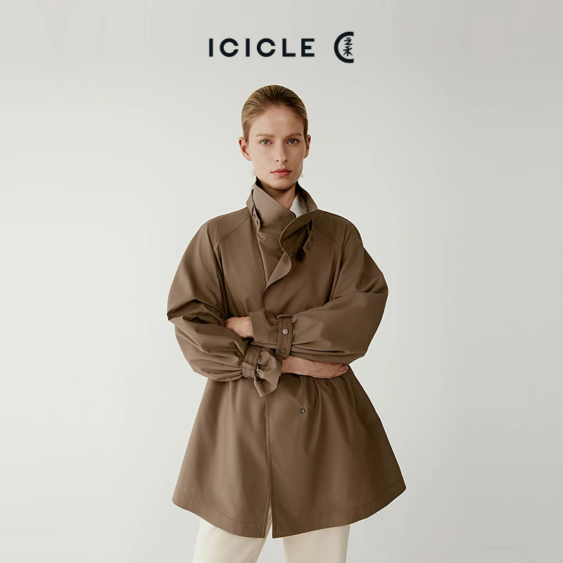 【琥珀流光】【露珠系列】ICICLE之禾女装薄丝毛精纺色织短风衣0380