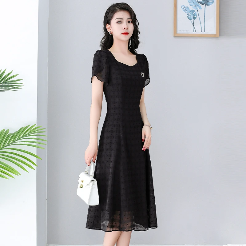 【可蓓儿】雪纺高端精致连衣裙2025新款女夏洋气质轻奢高级感妈妈装