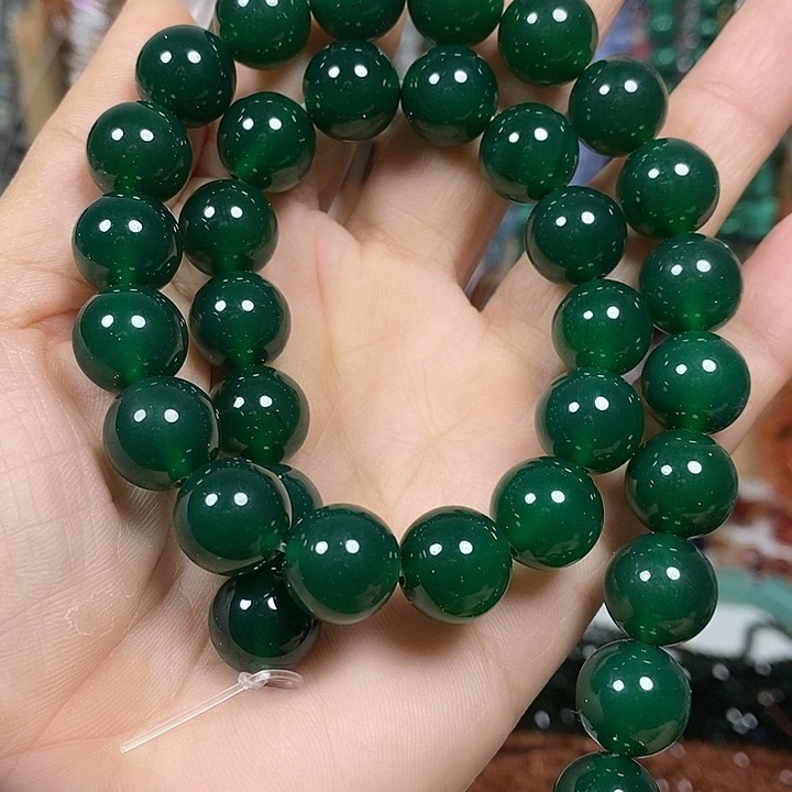 玛瑙/玉髓未镶嵌珠宝半成品A级绿玛瑙卡12mm