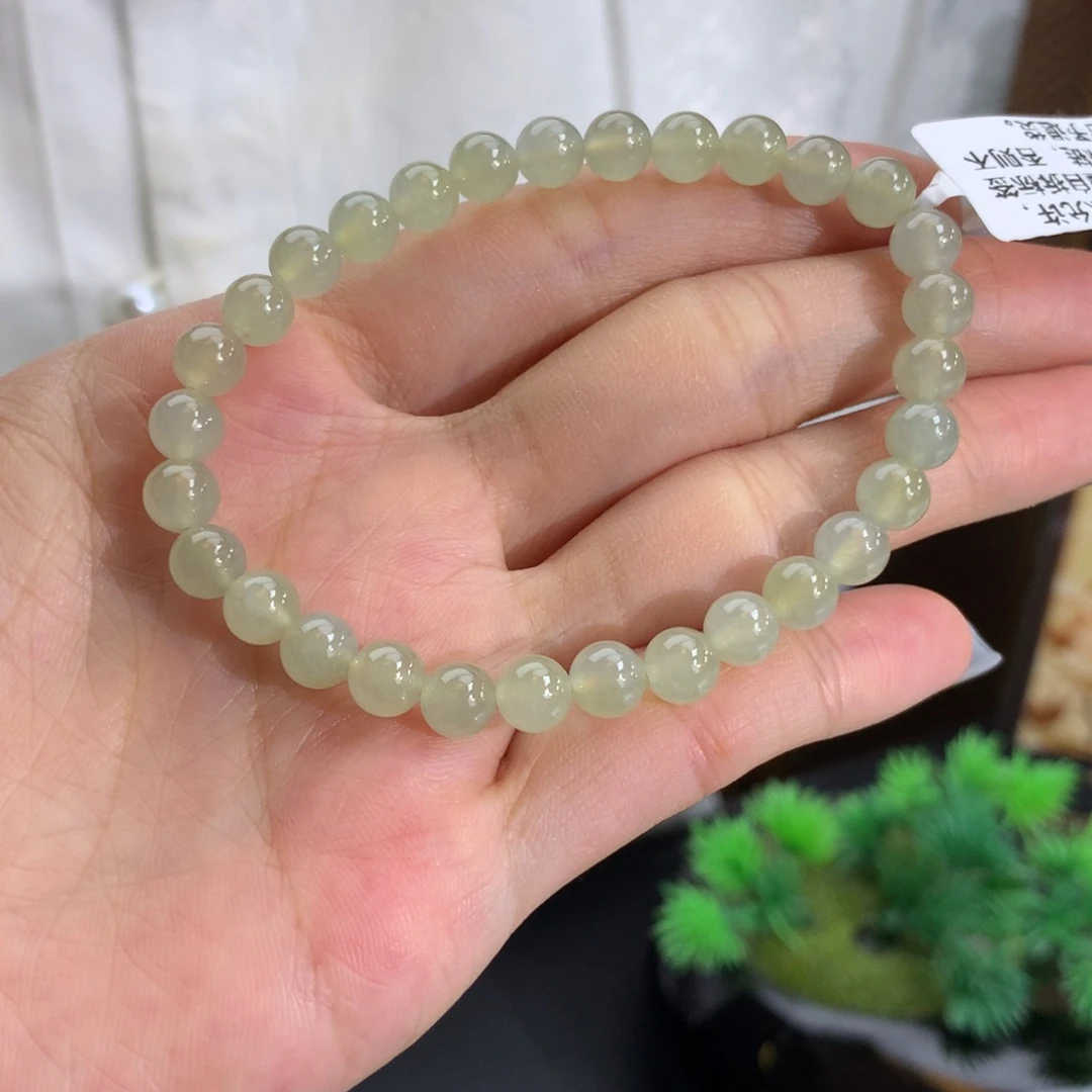 翡翠未镶嵌手串卡5.9冰胶黄翡手串