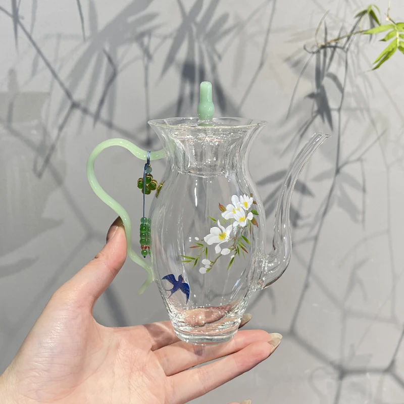 惊蛰 高硼硅春暖花开绿色水仙茶壶简约带过滤冷泡茶壶绿茶沏茶壶