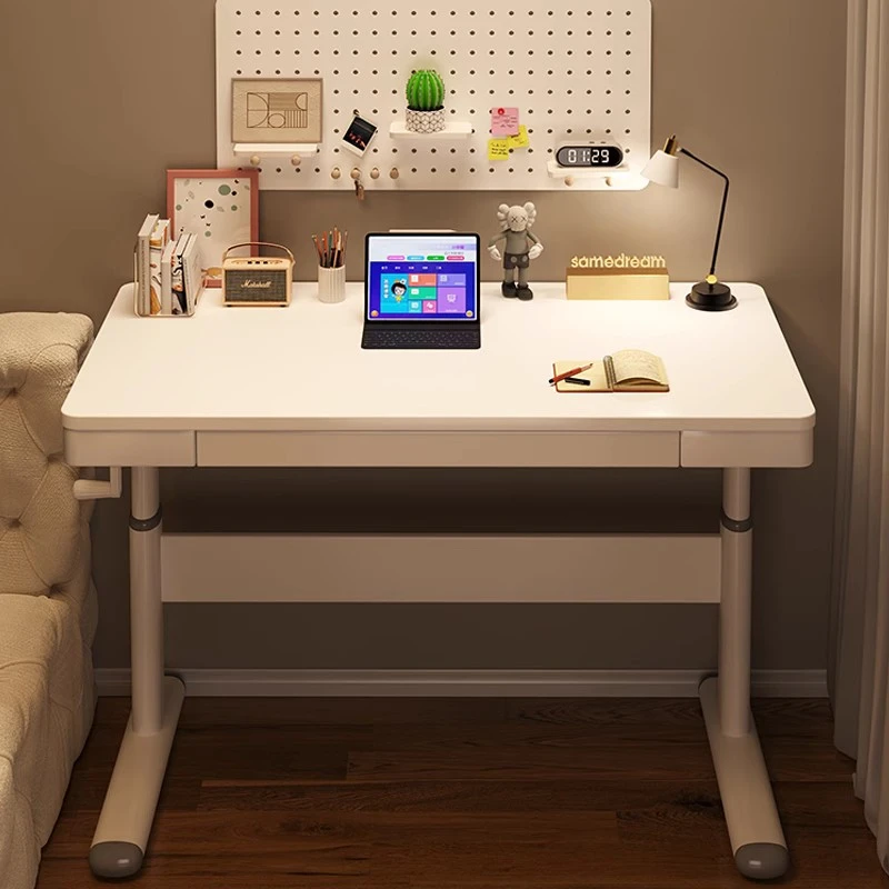 儿童学习桌手动升降书桌家用小学生简易课桌椅套装加大作业写字桌