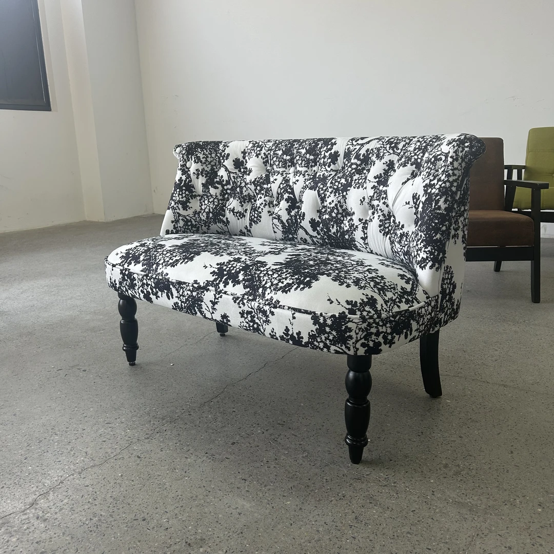 法式中古风美式乡村实木家具卧室客厅阳台休闲双人小沙发椅接待椅