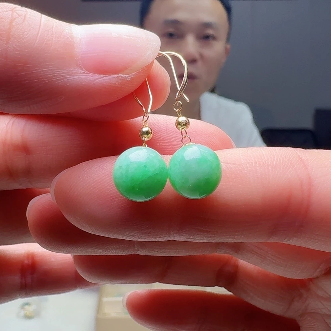 翡翠18K金镶嵌耳饰多样性发货其一