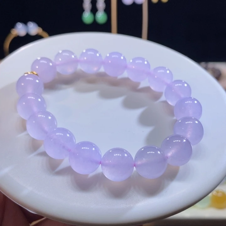 翡翠未镶嵌挂件翡翠冰粉紫手串